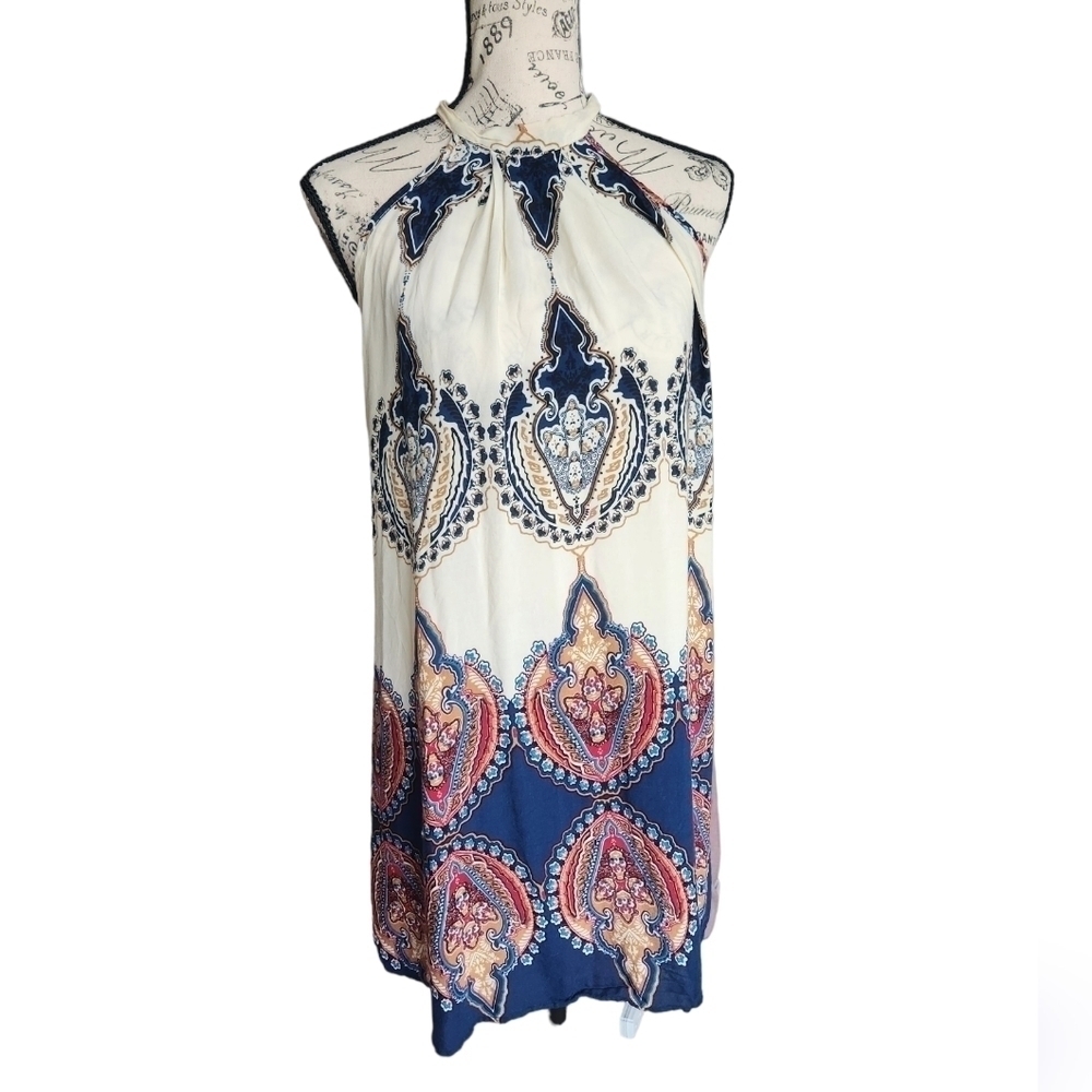 Halter paisley tie around neck dress